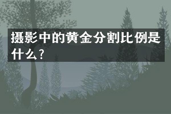 摄影中的黄金分割比例是什么？
