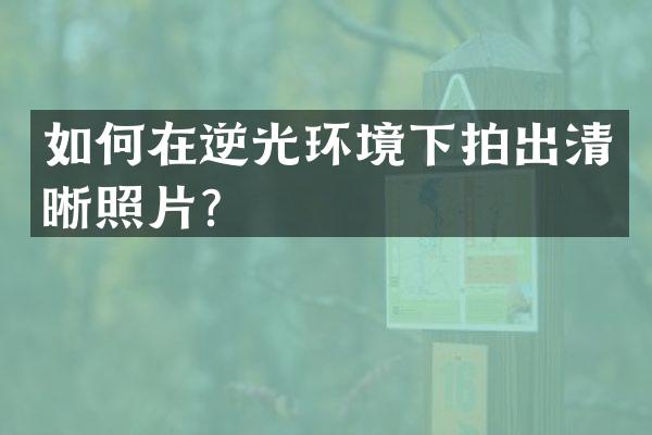 如何在逆光环境下拍出清晰照片？
