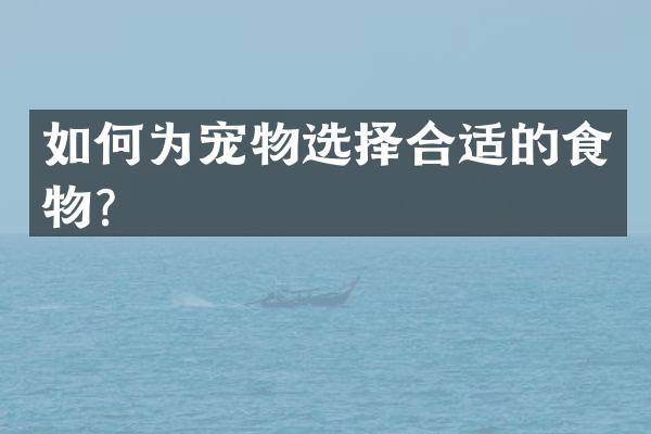 如何为宠物选择合适的食物？