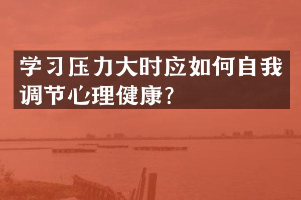 学习压力大时应如何自我调节心理健康？