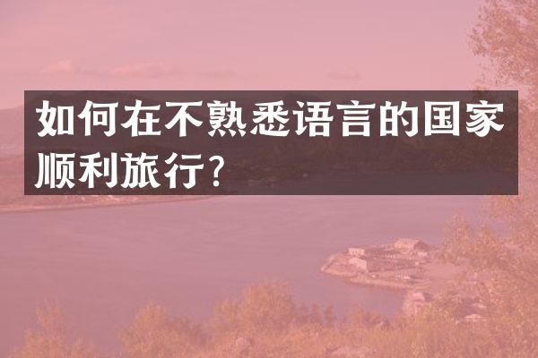 如何在不熟悉语言的国家顺利旅行？