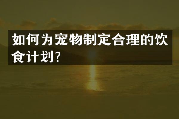 如何为宠物制定合理的饮食计划？