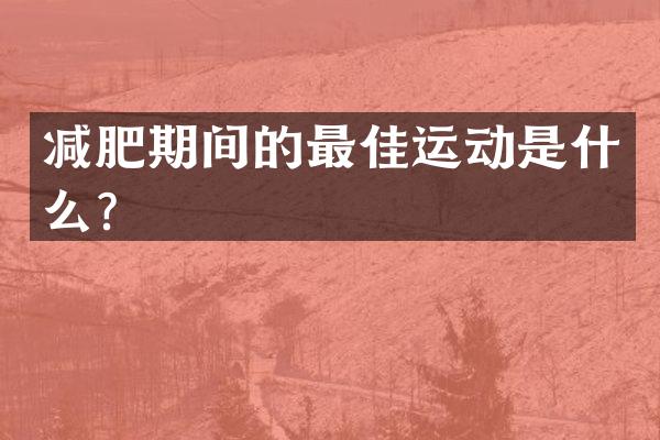 减肥期间的最佳运动是什么？