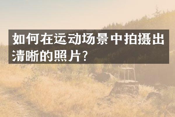 如何在运动场景中拍摄出清晰的照片？