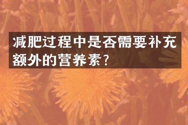 减肥过程中是否需要补充额外的营养素？
