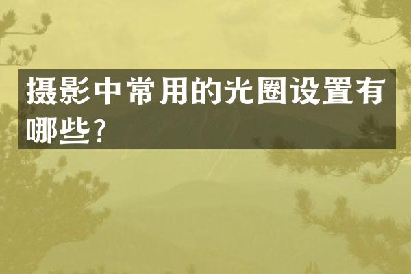 摄影中常用的光圈设置有哪些？