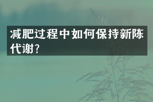减肥过程中如何保持新陈代谢？