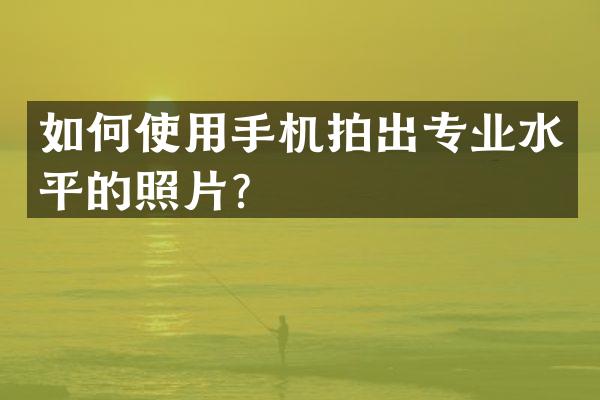 如何使用手机拍出专业水平的照片？