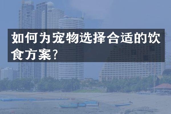 如何为宠物选择合适的饮食方案？