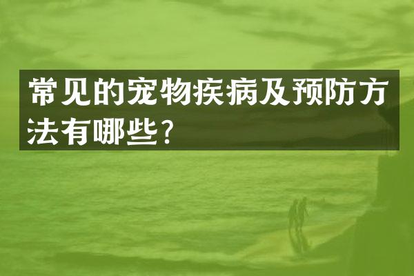 常见的宠物疾病及预防方法有哪些？
