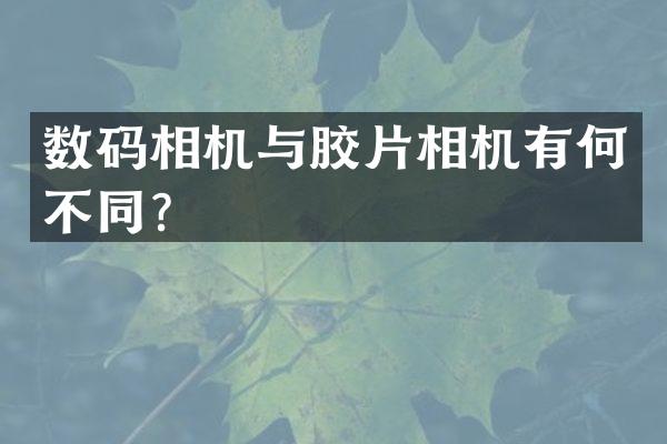 数码相机与胶片相机有何不同？