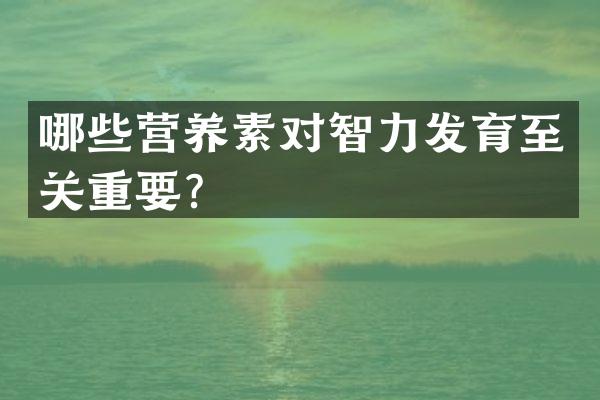 哪些营养素对智力发育至关重要？