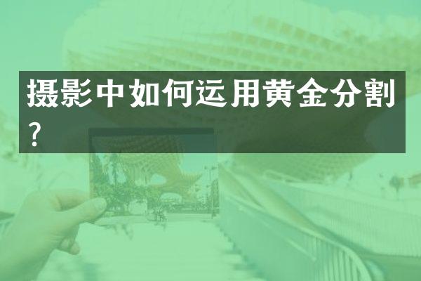 摄影中如何运用黄金分割？