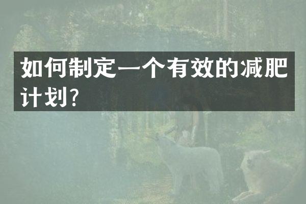 如何制定一个有效的减肥计划？
