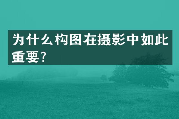 为什么构图在摄影中如此重要？
