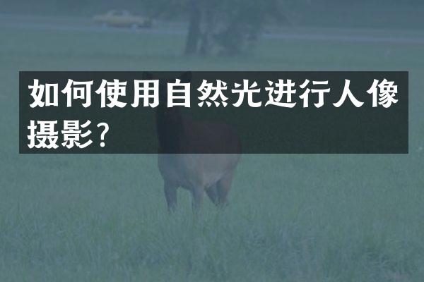如何使用自然光进行人像摄影？