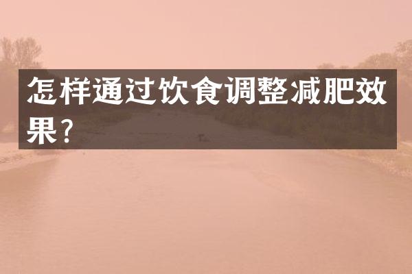 怎样通过饮食调整减肥效果？