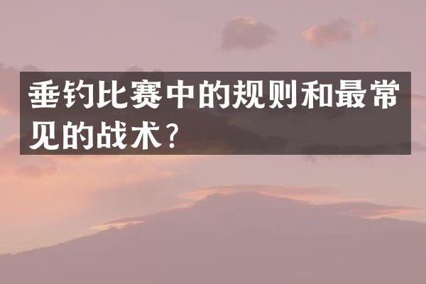 垂钓比赛中的规则和最常见的战术？