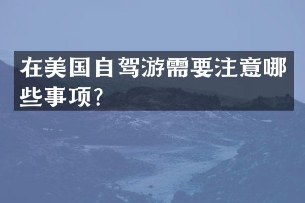 在美国自驾游需要注意哪些事项？