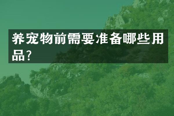 养宠物前需要准备哪些用品？