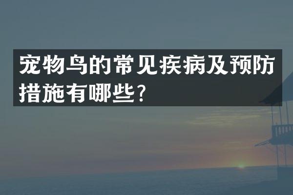 宠物鸟的常见疾病及预防措施有哪些？
