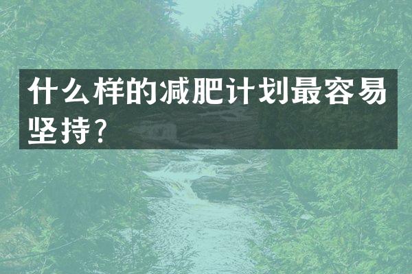 什么样的减肥计划最容易坚持？