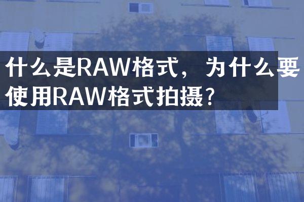 什么是RAW格式，为什么要使用RAW格式拍摄？
