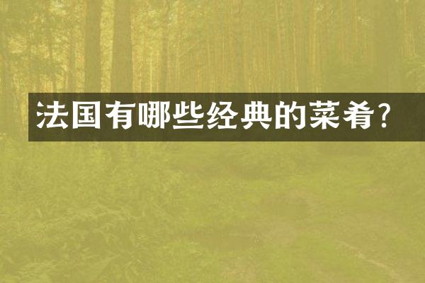 法国有哪些经典的菜肴？