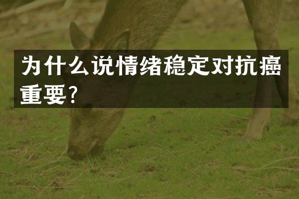 为什么说情绪稳定对抗癌重要？