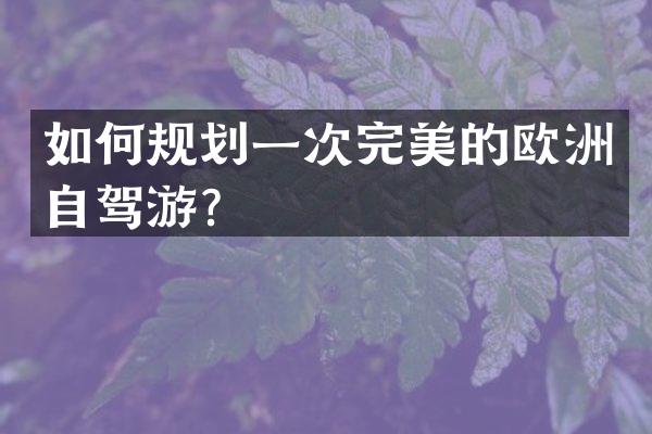 如何规划一次完美的欧洲自驾游？