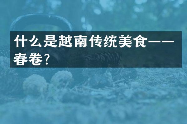 什么是越南传统美食&mdash;&mdash;春卷？