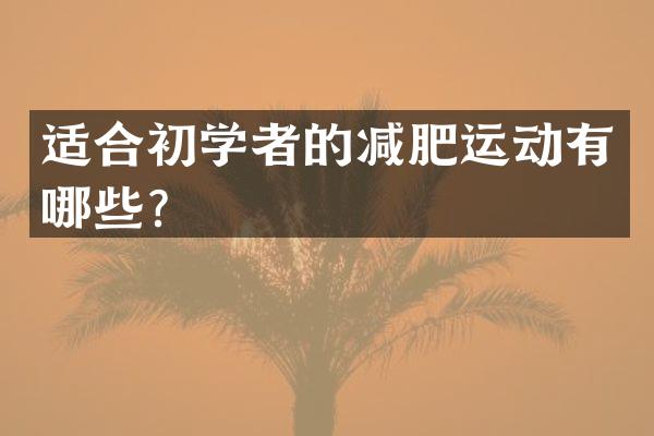 适合初学者的减肥运动有哪些？