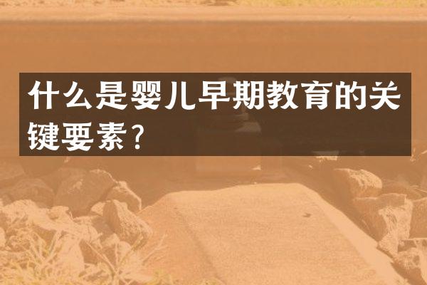 什么是婴儿早期教育的关键要素？