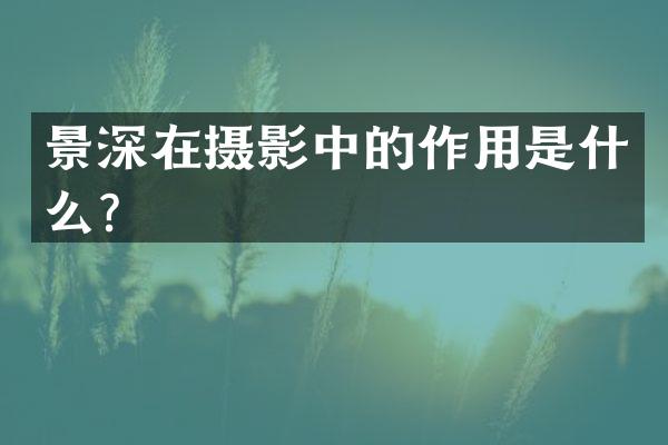 景深在摄影中的作用是什么？