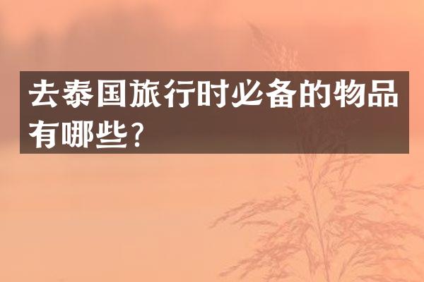 去泰国旅行时必备的物品有哪些？