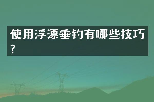 使用浮漂垂钓有哪些技巧？
