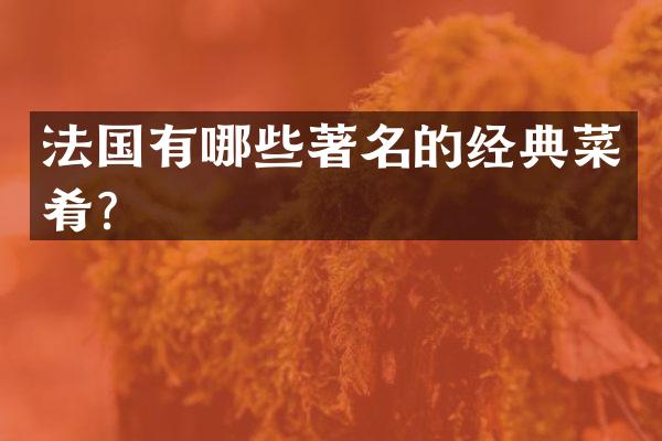 法国有哪些著名的经典菜肴？