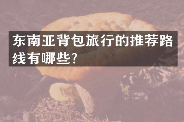 东南亚背包旅行的推荐路线有哪些？
