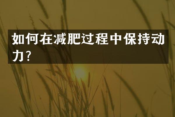如何在减肥过程中保持动力？