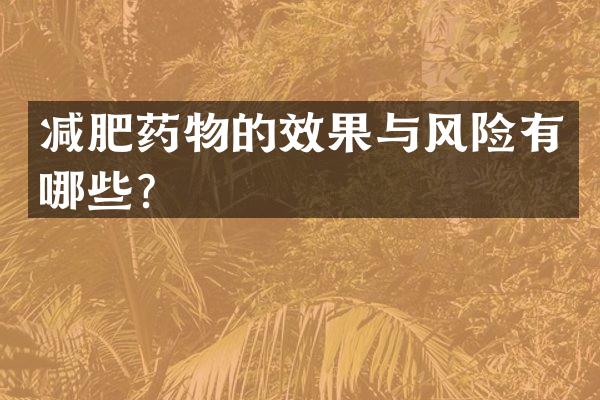 减肥药物的效果与风险有哪些？