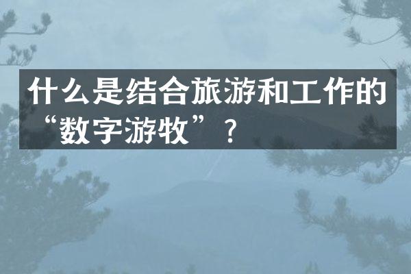什么是结合旅游和工作的&ldquo;数字游牧&rdquo;？