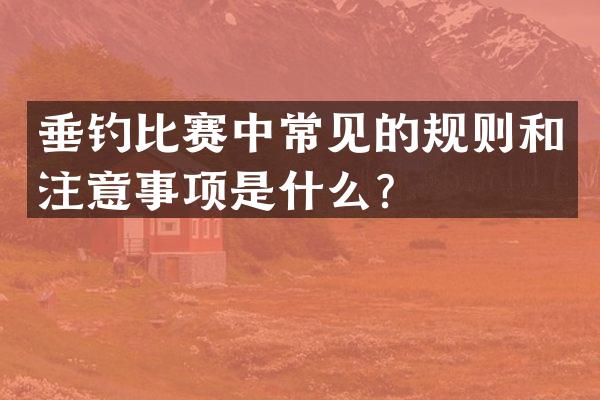 垂钓比赛中常见的规则和注意事项是什么？
