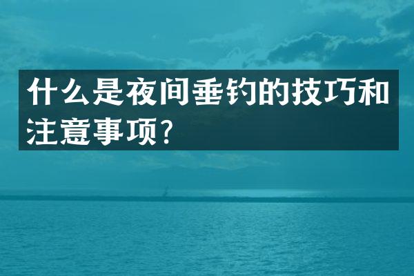 什么是夜间垂钓的技巧和注意事项？