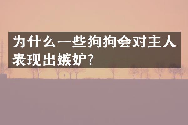 为什么一些狗狗会对主人表现出嫉妒？