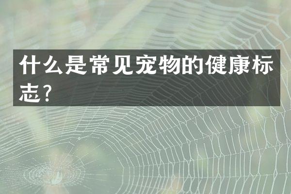 什么是常见宠物的健康标志？
