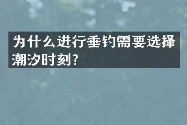 为什么进行垂钓需要选择潮汐时刻？