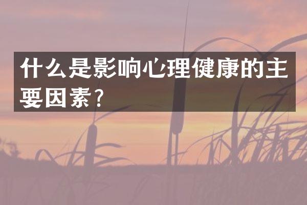 什么是影响心理健康的主要因素？
