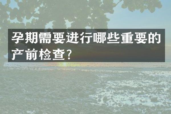 孕期需要进行哪些重要的产前检查？