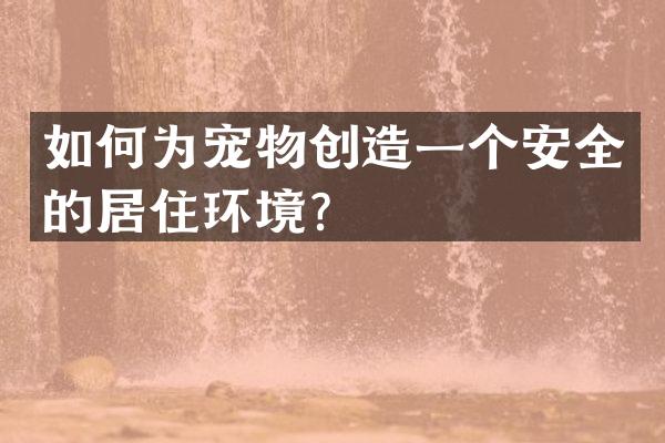 如何为宠物创造一个安全的居住环境？
