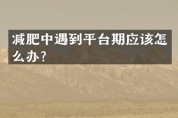 减肥中遇到平台期应该怎么办？